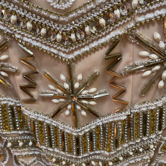 RACHEL ALLEN NUDE BEADED HOMECOMING DRESS SZ 4 SHORT DRESS - Picture 10 of 12